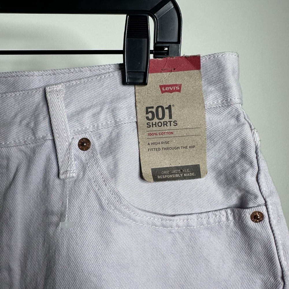 NWT Levis 501 Cut Off Shorts Womens Size 33 Lavender Purple High Rise Button Fly - Picture 4 of 7